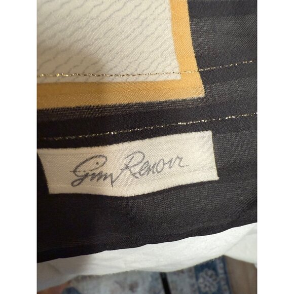 Vtg jim Renor Geometric Silk Square Scarf Black/Gold/White Retro luxury Italy - Picture 3 of 10